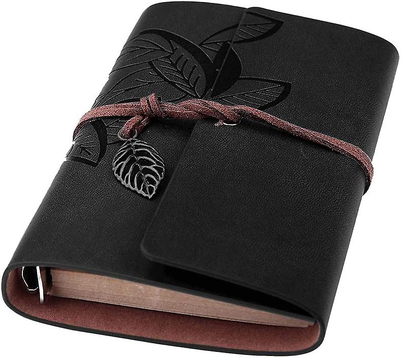 Leather Writing Journal Notebook For Men and Women， Vintage Refillable Art Daily With Blank Paper， Best Friend Gift For Her Him (matte Black， 7 Inch)