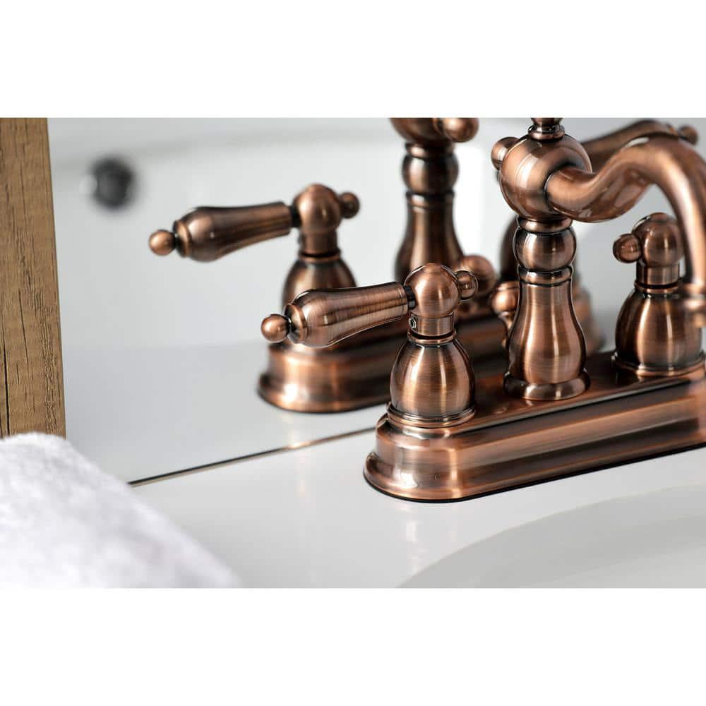 Kingston Brass Heritage 4 in Centerset 2Handle Bathroom Faucet in Antique Copper