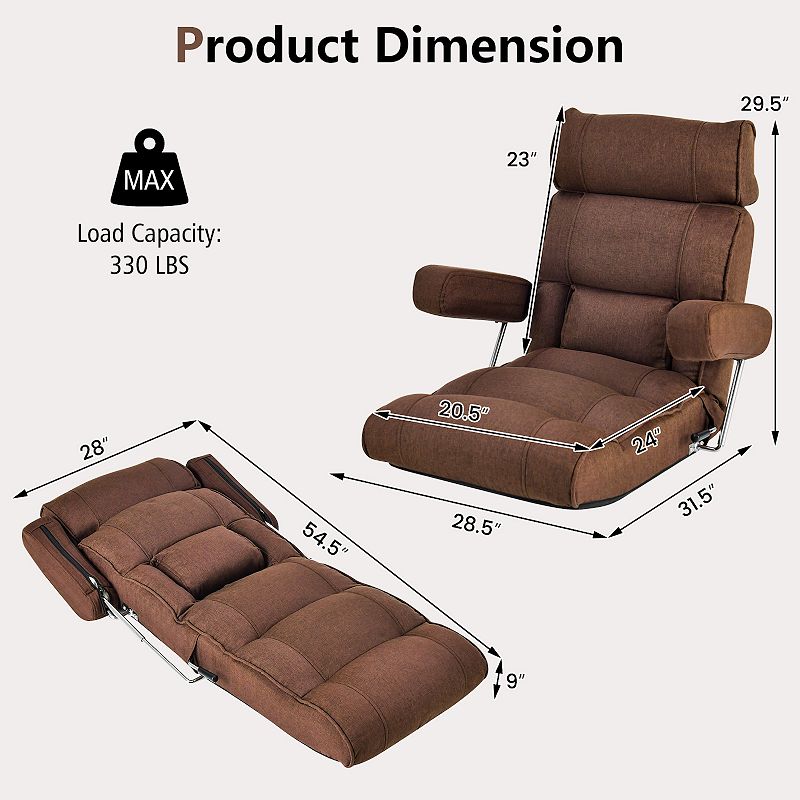 Adjustable Folding Sofa Chair with 6 Position Stepless Back