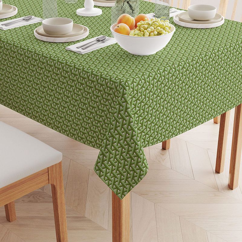 Square Tablecloth， 100% Polyester， 60x60， Intertwined Green Wicker