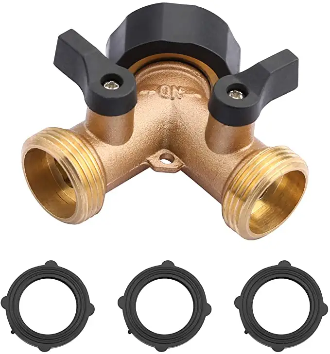 Hose Tap Splitter 2 Way Y Shape 3/4 European Standard Thread TPR Tap Distributor Individual On/off Valves Brass Male Connector