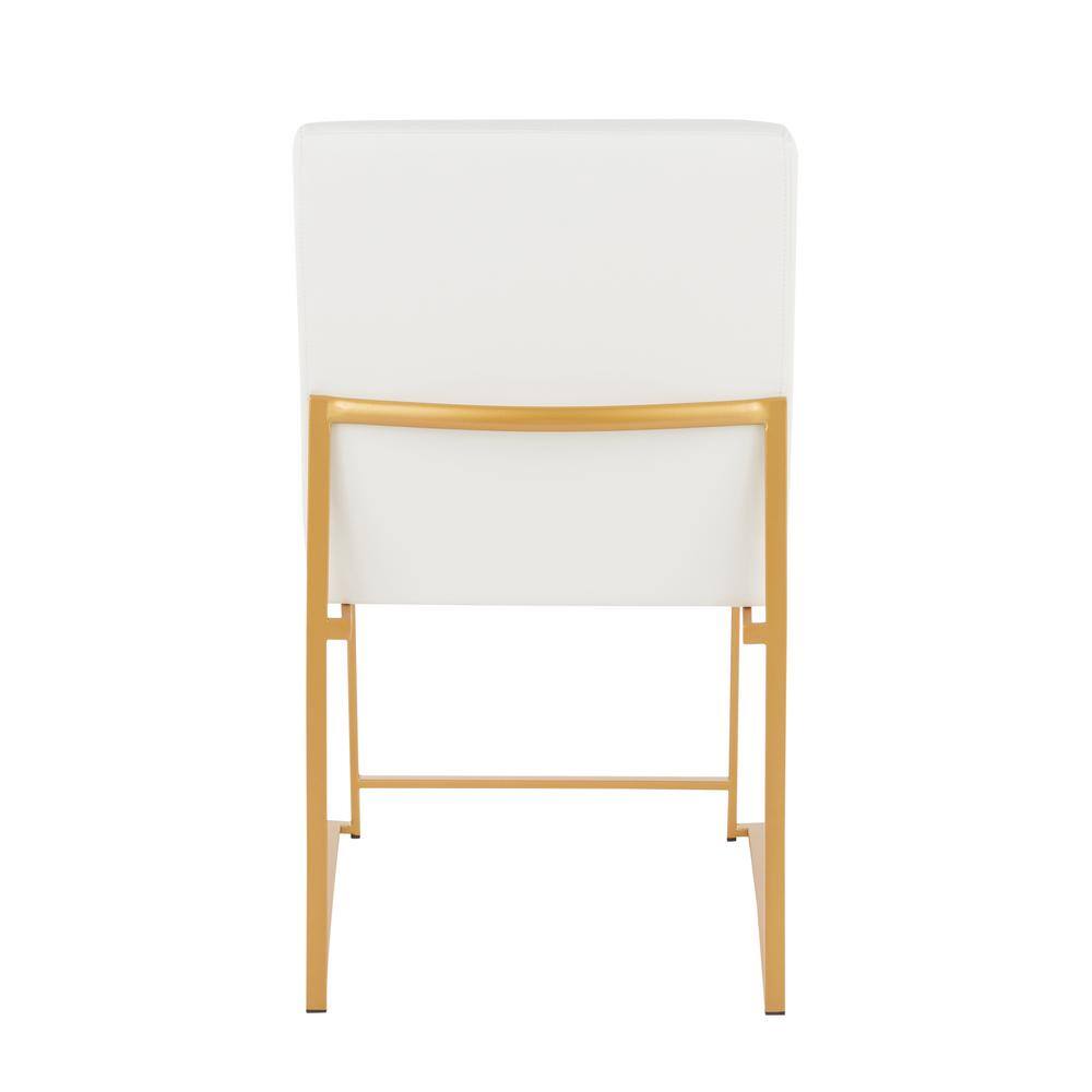 Lumisource Fuji White Faux Leather Gold in High Back Dining Chair (Set of 2) DC-HBFUJI AUW2