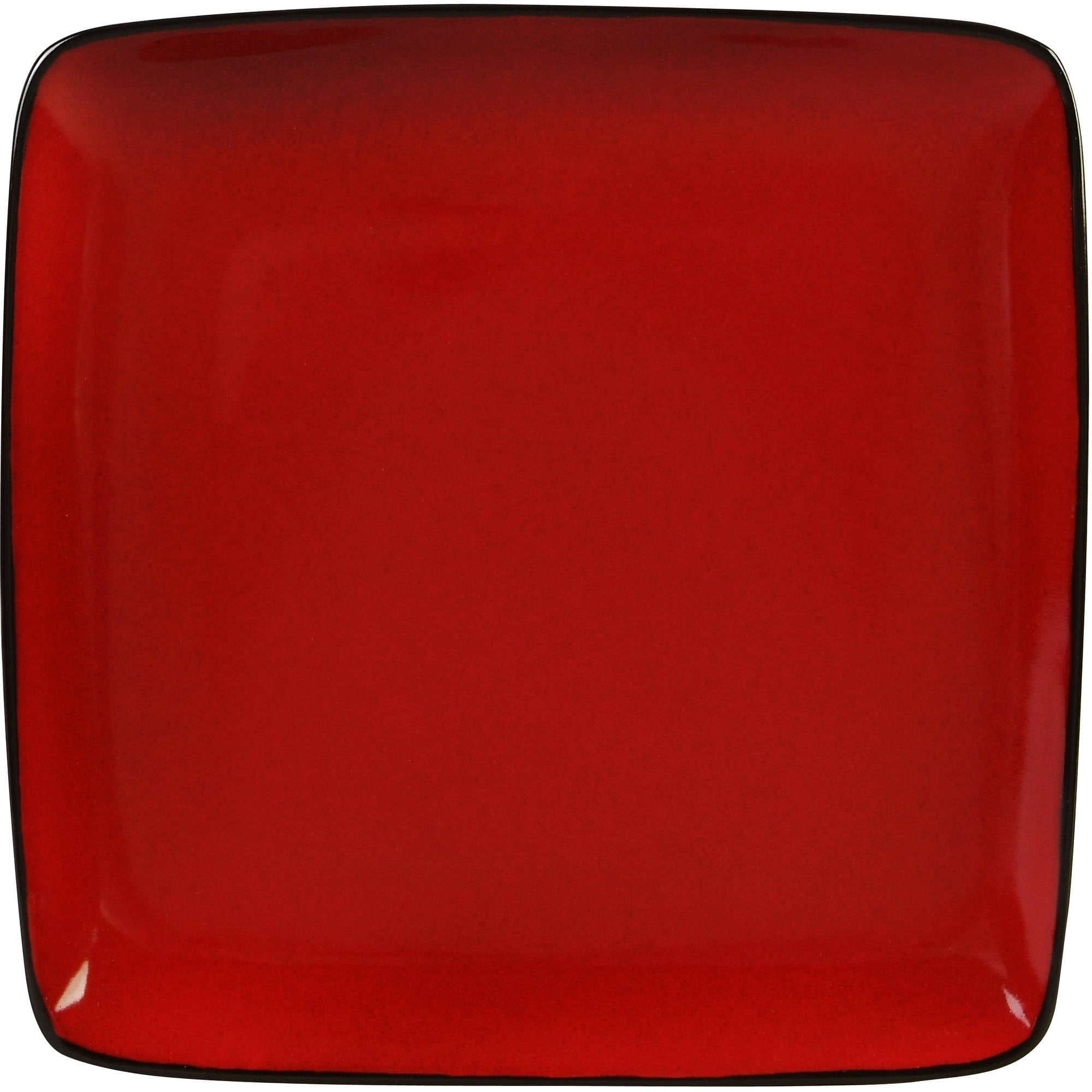 Better Homes and Gardens Rave Square Dinnerware， Red， Set Of 16