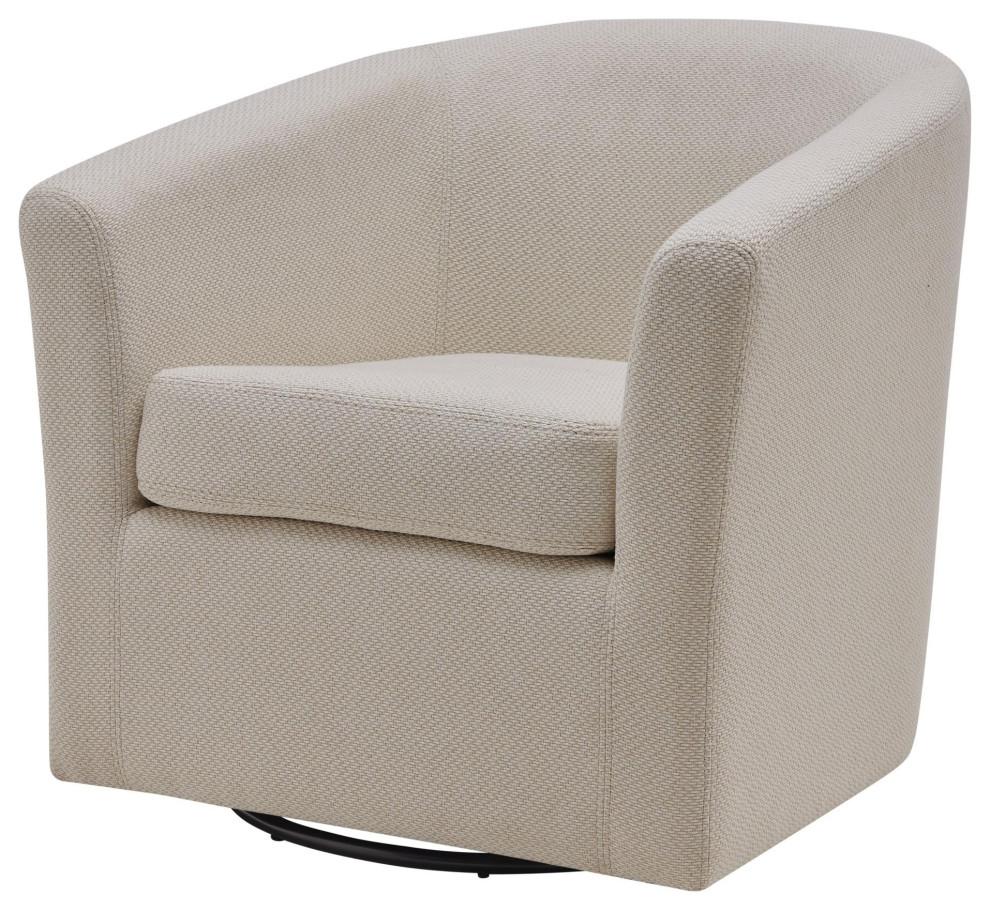 Blanche Fabric Swivel Chair  Cardiff Cream   Transitional   Armchairs And Accent Chairs   by Virgil Stanis Design  Houzz