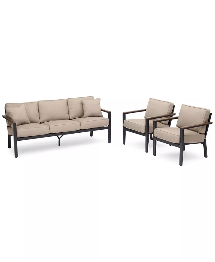 Agio CLOSEOUT! Stockholm Outdoor 3-Pc. Seating Set (Sofa and 2 Club Chairs) with Outdoor Cushions