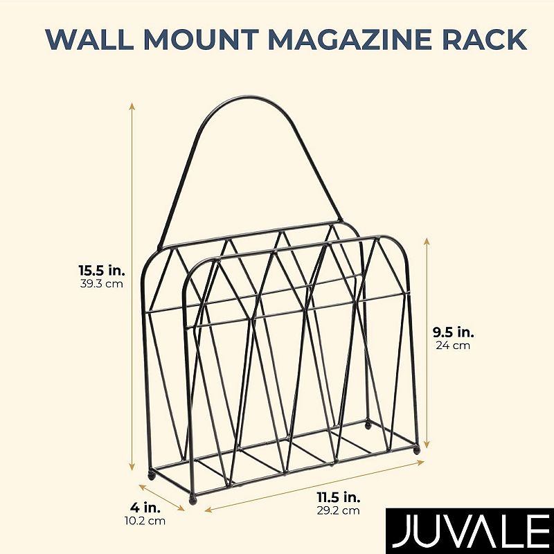 Juvale Hanging Magazine Rack (15.5 Inches， Black)