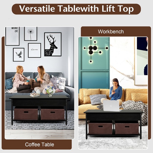 Tangkula Lift Top Coffee Table Multifunctional Pop up Central Table With Lifting Tabletop