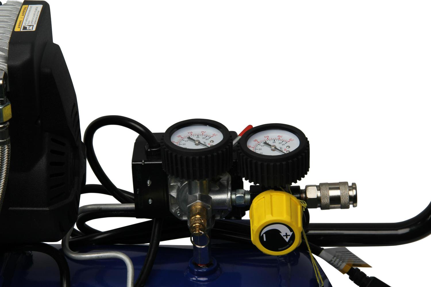 Goodyear. 8 Gallon Quiet. Oil-Free Horizontal Air Compressor. Portable with Handle and Wheels