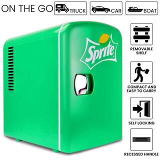 Sprite Coca-Cola Sprite 4L Portable CoolerWarmer Personal Travel Fridge with 12V and AC Cords Green SP04