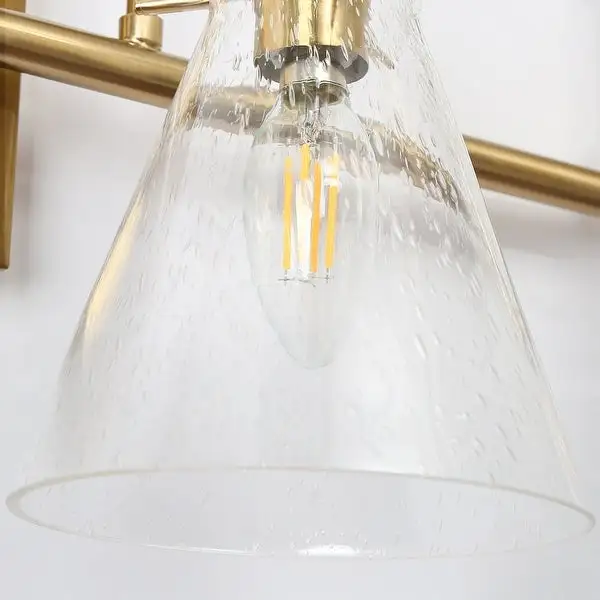 Liniya 4-light Modern Large Size 29'' Bathroom Vanity Light Brass Gold with Horn Seeded Glass