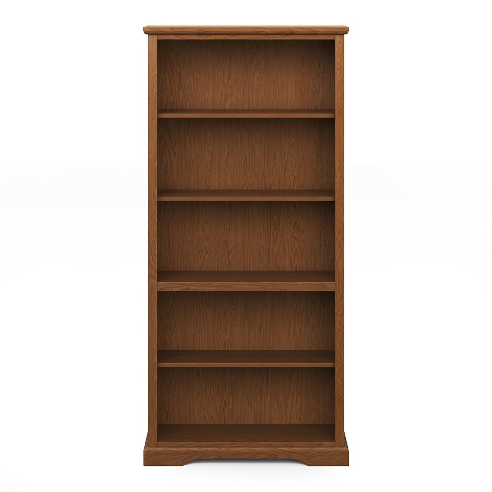 Bridgevine Home Cheyenne 72 Inch High 5 Shelf Bookcase  No Assembly Required  Bourbon Oak Finish