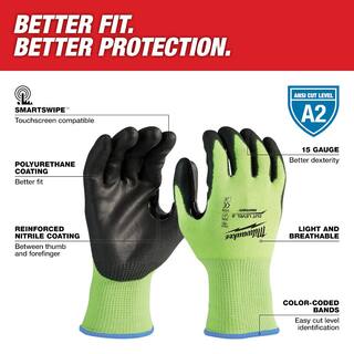 MW Medium High-Visibility Cut 2 Resistant Polyurethane Dipped Work Gloves 48-73-8921