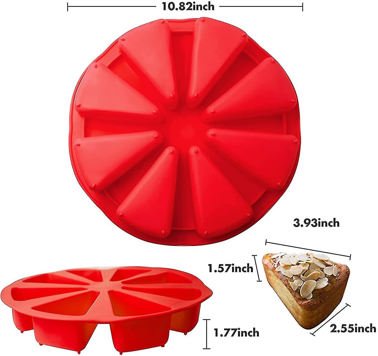 8-cavity Cake Pan Silicone Serving Cake Pan - Triangle Cavity Silicone Scone Mold， Pizza Slices Pan 1pc. (red)