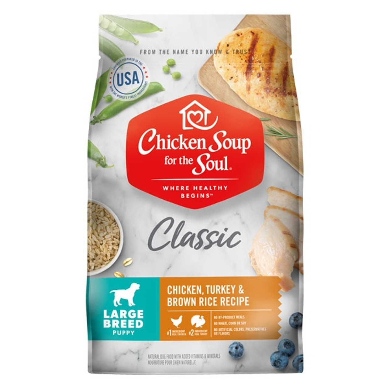 Chicken Soup for the Soul Chicken， Turkey and Brown Rice Large Breed Puppy Dog Food