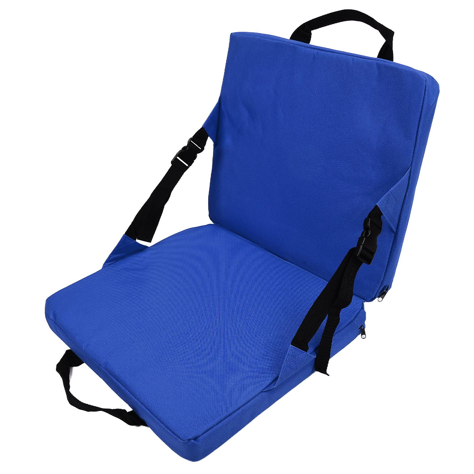 Chair Cushion Foldable Portable Soft Comfortable Seat Cushion With Backrest For Outdoor Camping Hiking Stadium Officeblue