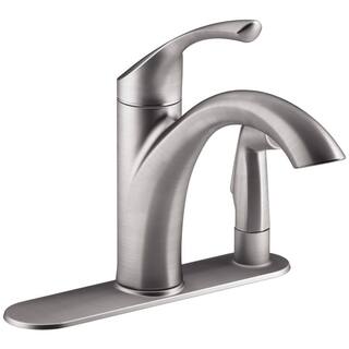 KOHLER Mistos Standard Single-Handle Pull-Out Sprayer Kitchen Faucet in Vibrant Stainless Steel With Side Sprayer K-R72509-VS