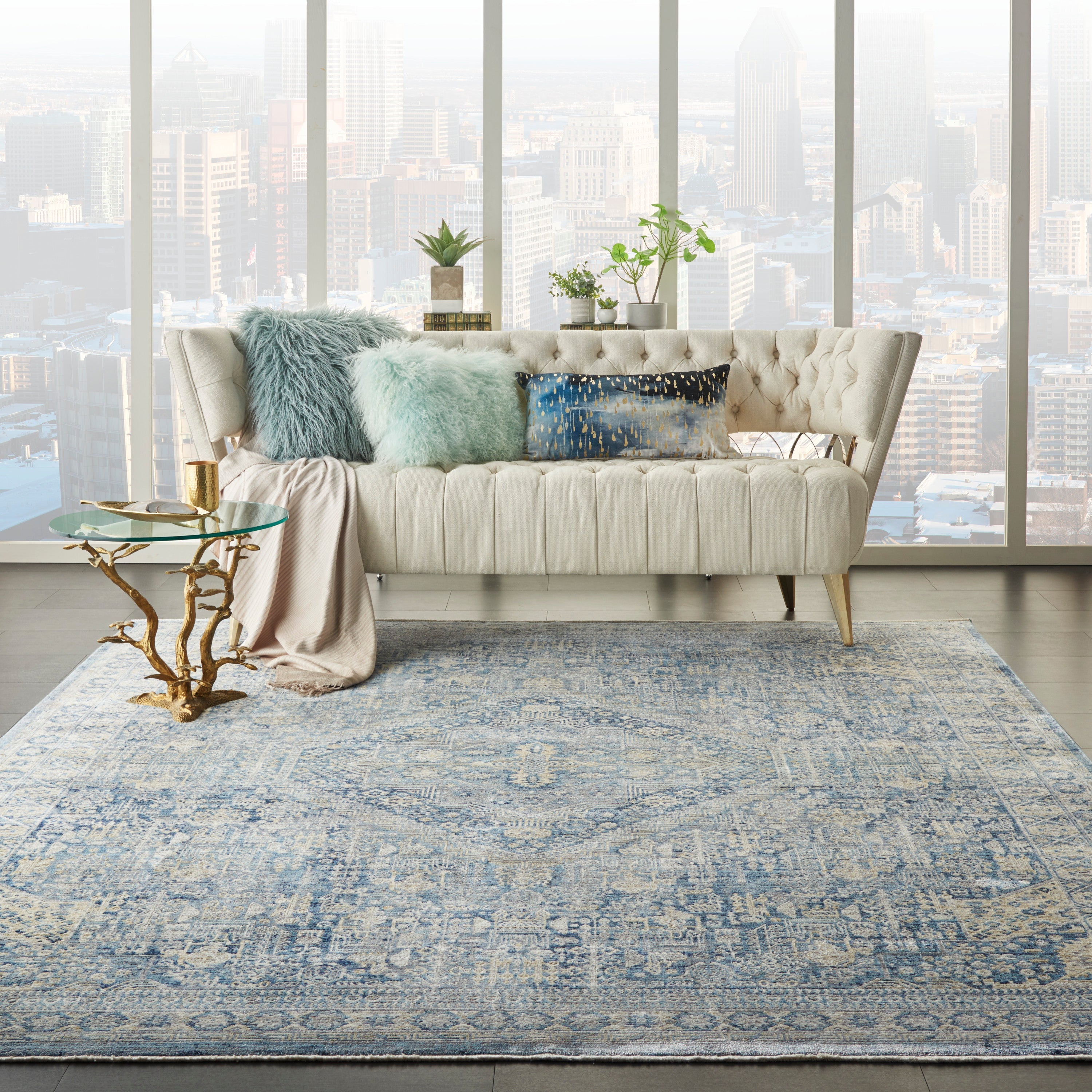 Lustrous Weave Blue/Ivory Rug