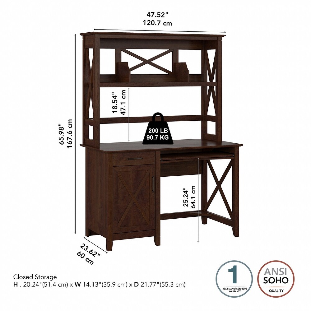 Key West 48W Small Computer Desk with Hutch by Bush Furniture