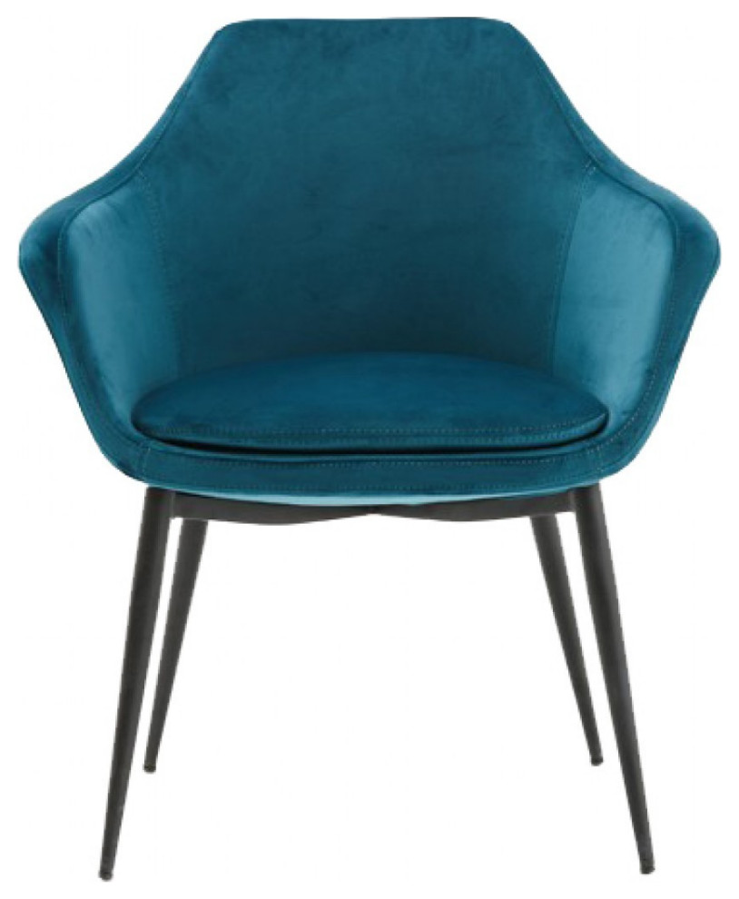 Teal and Black Velvet Dining or Side Chair   Midcentury   Dining Chairs   by HomeRoots  Houzz