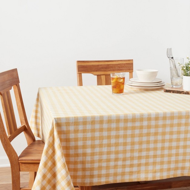 Cotton Gingham Tablecloth Yellow