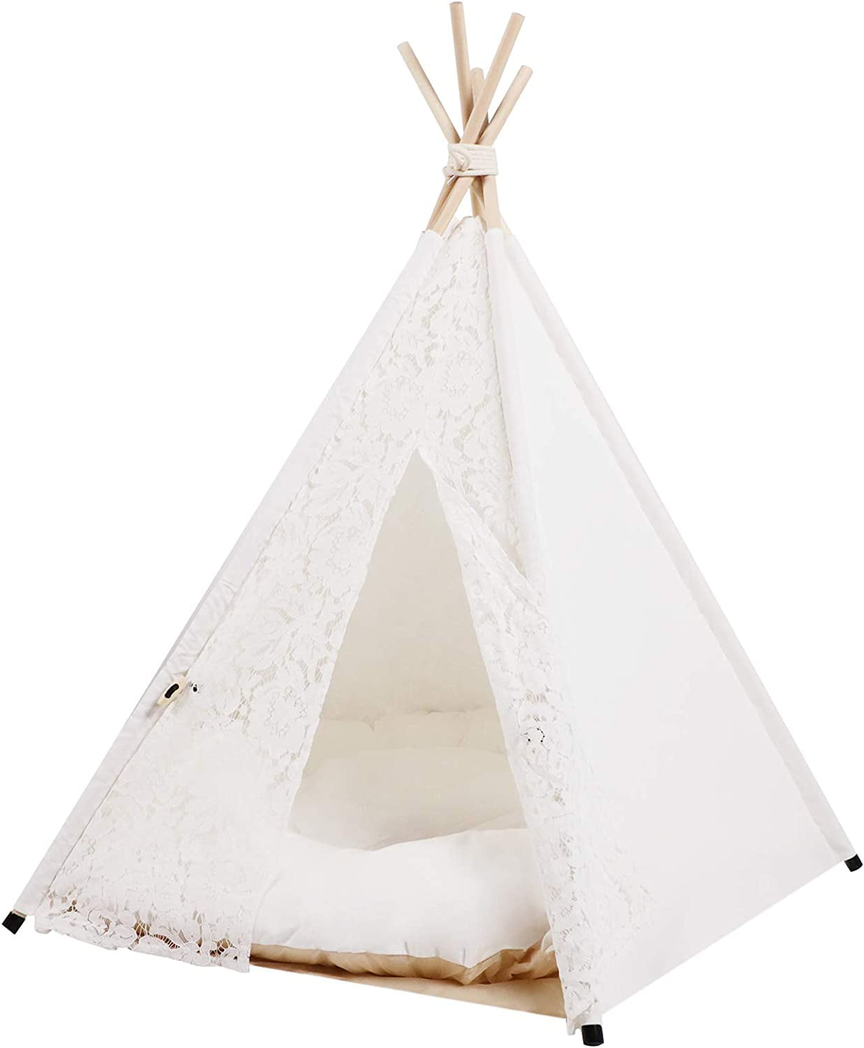 Cat Dog House with Cushion for Medium and Large Pet Outdoor Indoor Washable Foldable Portable Houses Lace Style Pet Teepee Tent m