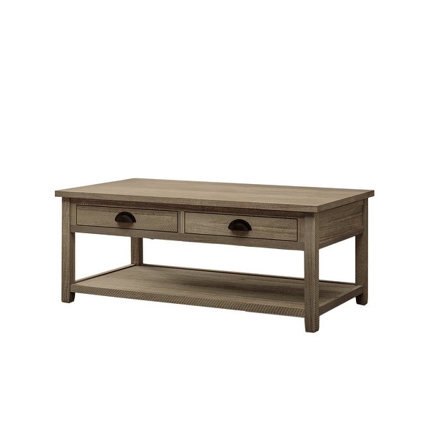 Wood Sofa Table Coffee Table with 2 Drawers and 1 Shelf for Living Room