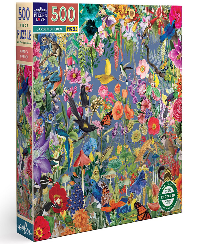 Eeboo Piece And Love Garden of Eden 500 Piece Square Adult Jigsaw Puzzle Set  Ages 14 and up