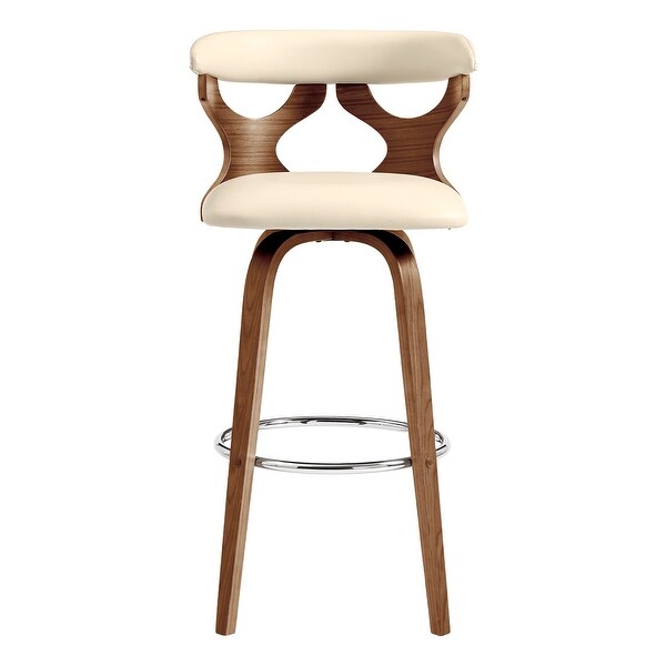 Zenia Modern Faux Leather and Wood Swivel Bar/Counter Stool