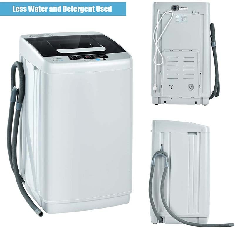 Full Automatic Portable Washing Machine with Drain Pump, 8.8 LBS 2-in-1 Top Load Washer Dryer Combo