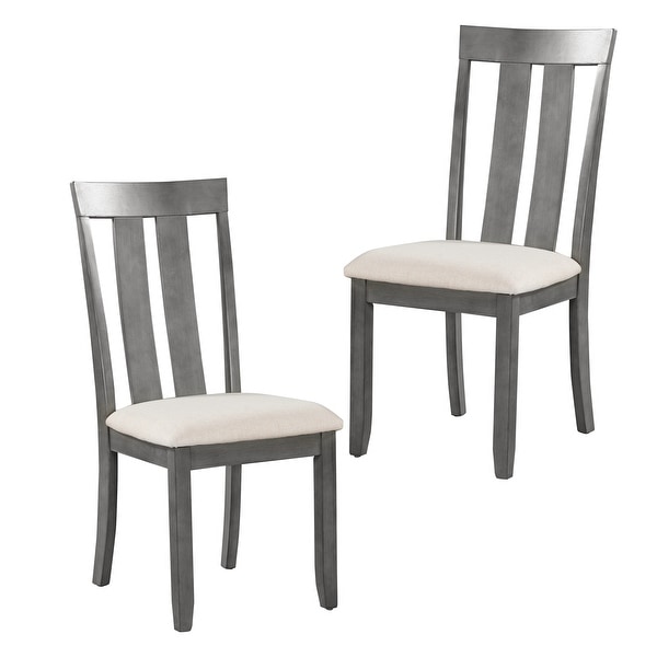 Set of 2 Dining Chairs Soft Fabric Dining Room Chairs with Seat Cushions and Curved Back for Kitchen