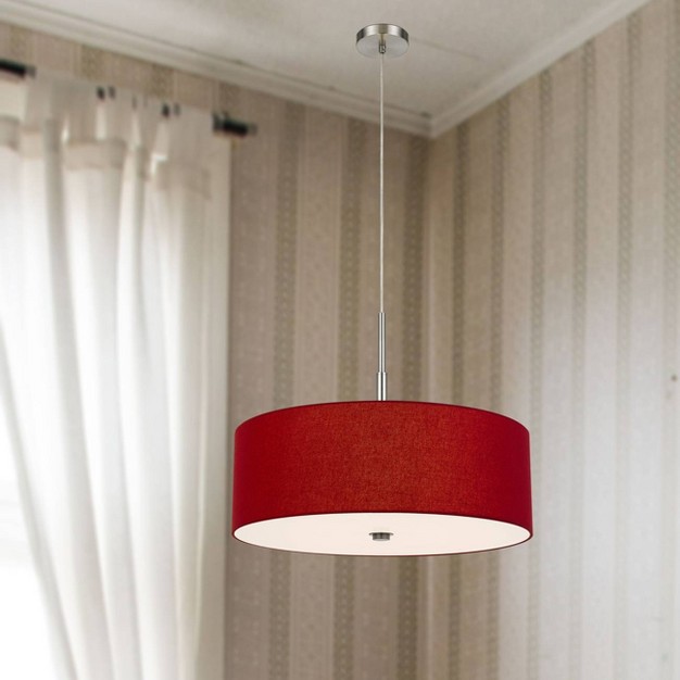 Lonoke Pendant Fixture With Hardback Linen Drum With Shade Red Cal Lighting