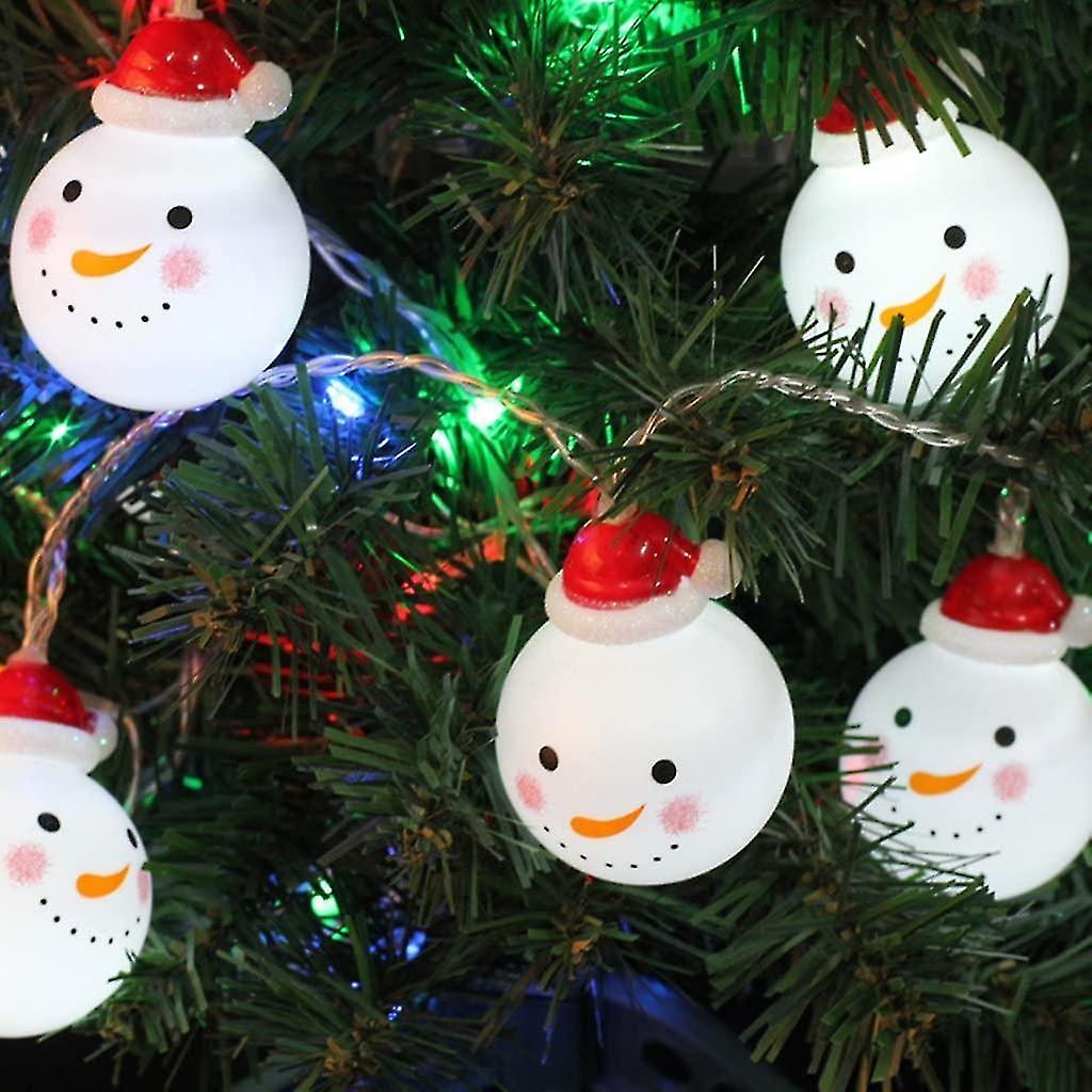 3 Pcs 10 Led Snowman String Starry Light For Xmas Party，warm White