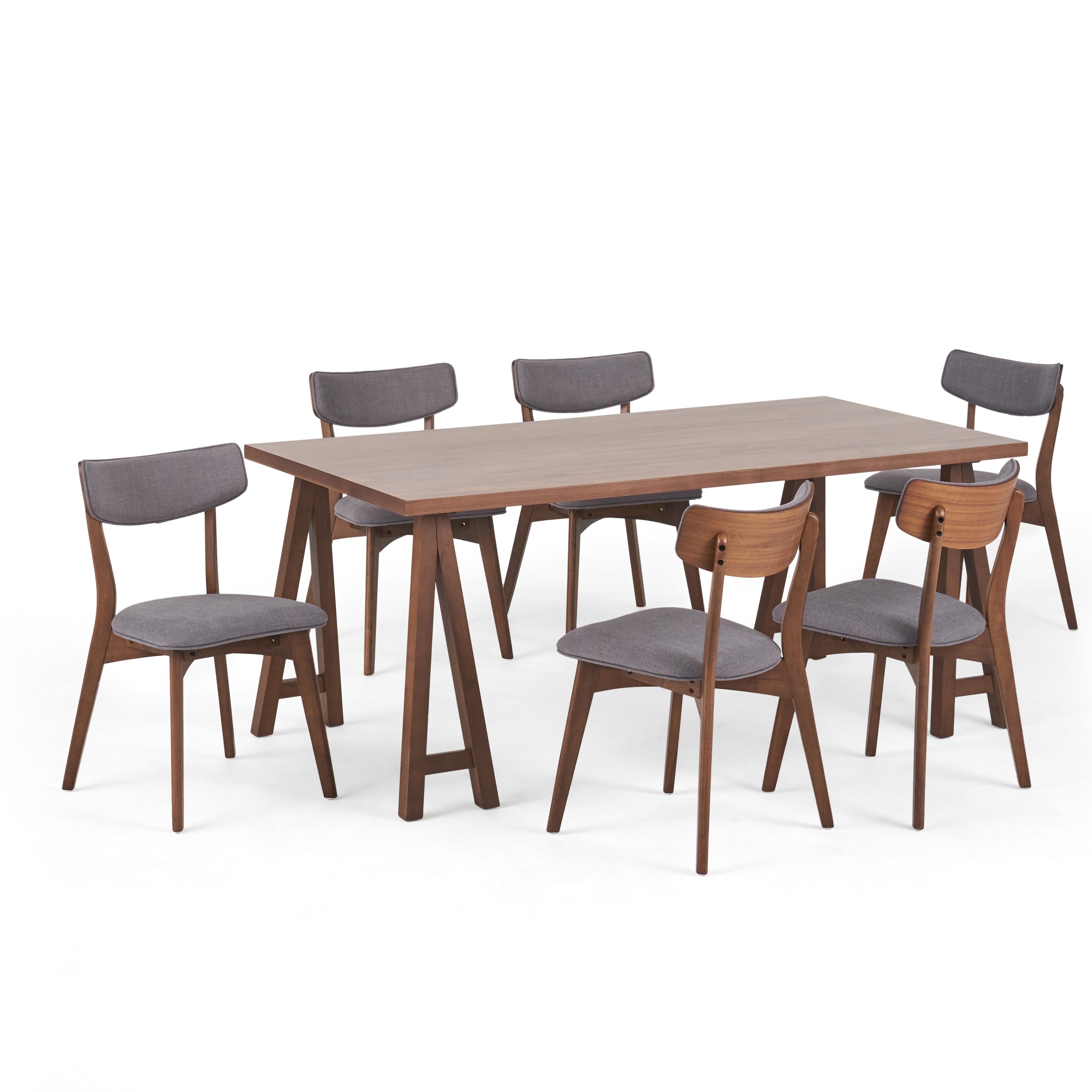 Turat Mid-Century Modern 7 Piece Dining Set with A-Frame Table