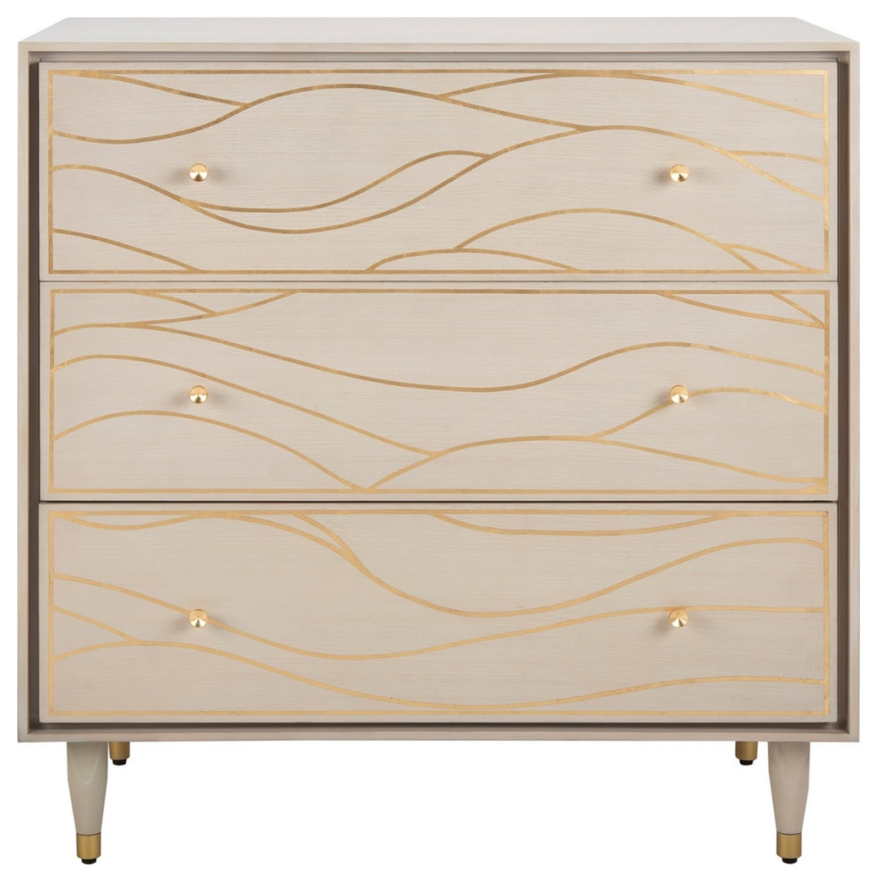 Cantili Antique Gold Wave Chest White   Midcentury   Accent Chests And Cabinets   by V.S.D Furniture  Houzz