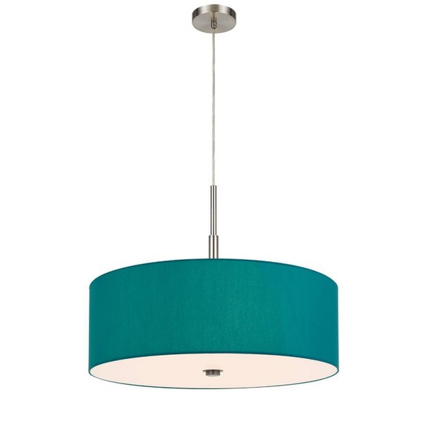 Lonoke Pendant Fixture With Hardback Linen Drum Shade Aqua Blue Cal Lighting