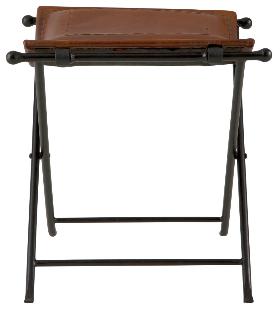 Silla Top Grain Leather Saddle Seat Bench  Cinnamon   Industrial   Vanity Stools And Benches   by Martin Svensson Home  Houzz