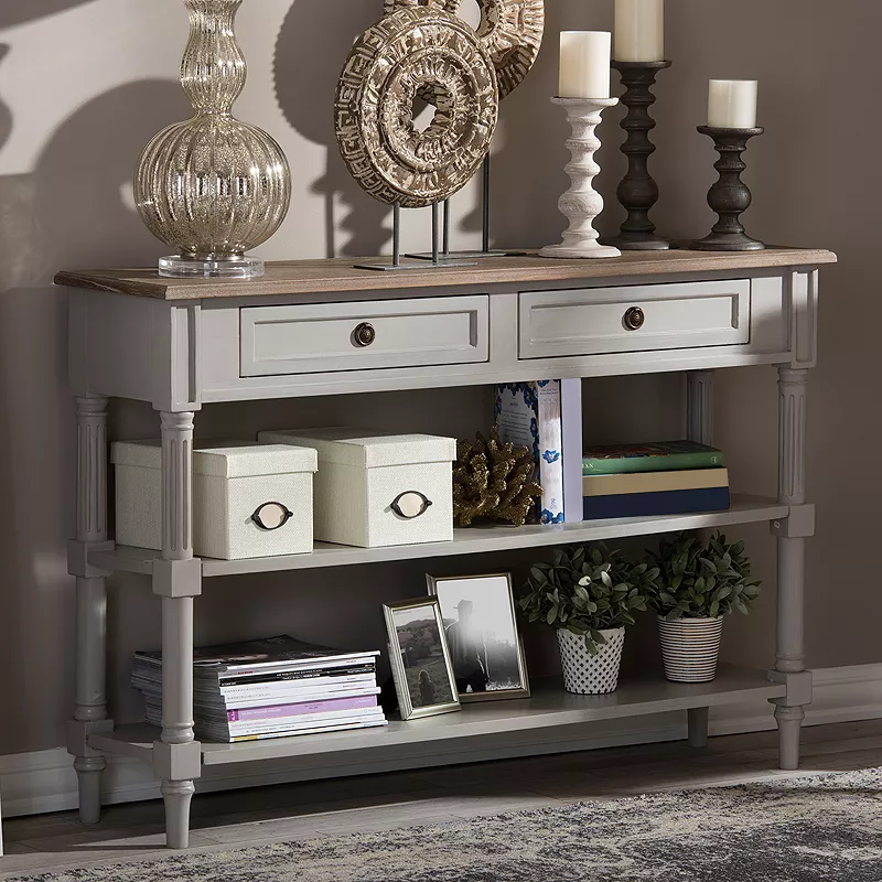 Baxton Studio Farmhouse Shabby Chic 2-Drawer Console Table