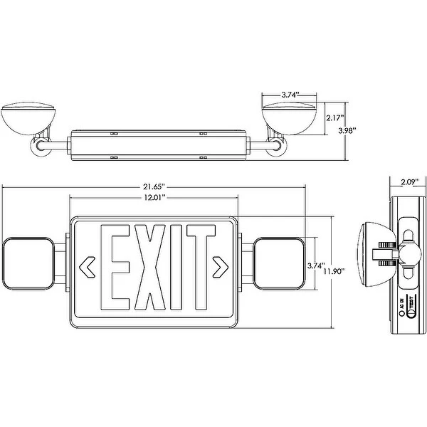 Led Exit Sign and Emergency Light, Two LED Adjustable Head Back up Battery Lighting Cover(6 Pack)