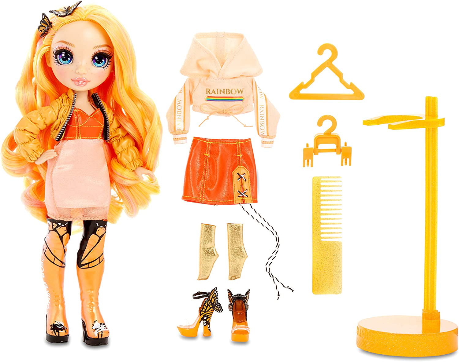 Rainbow Surprise Rainbow High Poppy Rowan - Orange Clothes Fashion Doll with 2 Complete Mix & Match Outfits and Accessories, Toys for Kids 6 to 12 Years Old,1 x 1 x 1 inches