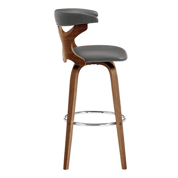 Zenia Modern Faux Leather and Wood Swivel Bar/Counter Stool