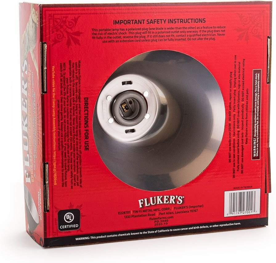 Fluker's 10-in Reptile Clamp Lamp and Switch