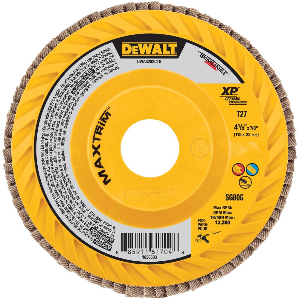 DEWALT 4 1/2 X 7/8 80G T27 XP Ceramic Trim Flap Disc