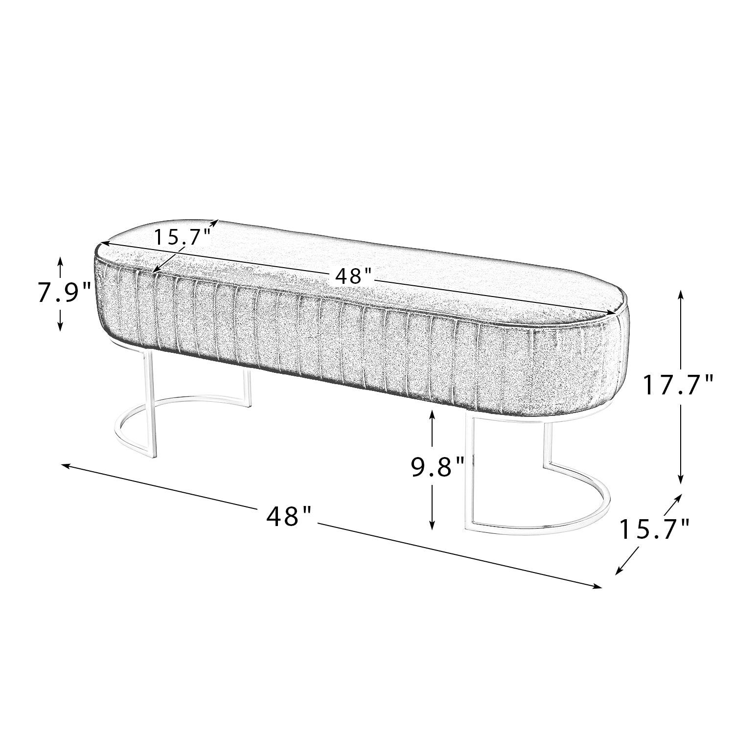 ARTFUL LIVING DESIGN Upholstered Bench with Metal Legs for Bedroom, Mustard