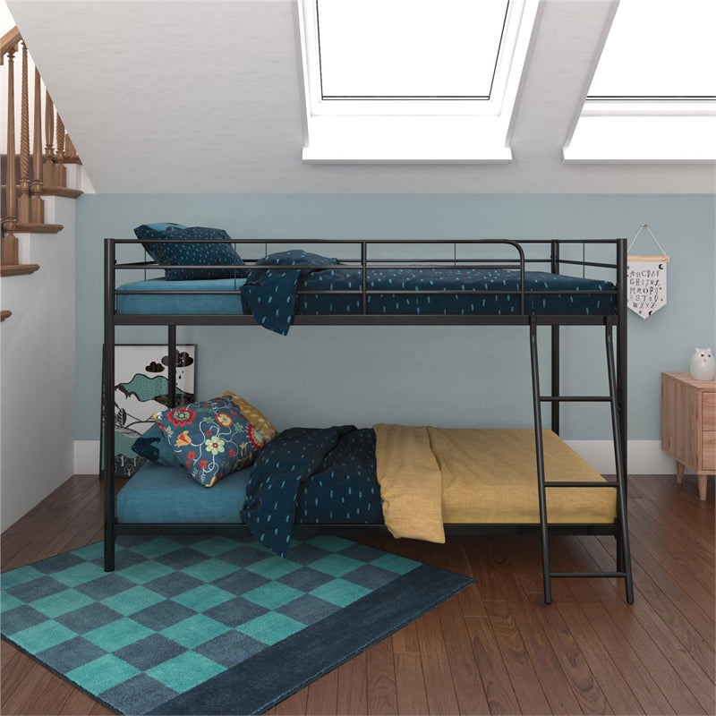 DHP Junior Twin Over Twin Low Bunk Bed for Kids in Black