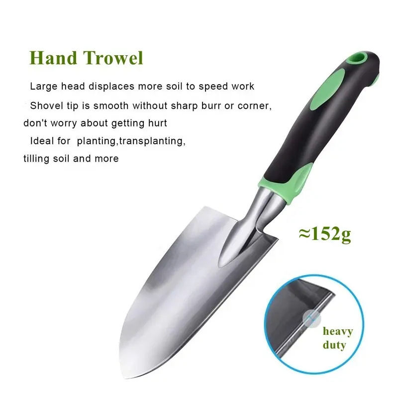 Customized 3 Pieces Heavy Duty Garden Hand Tools Trowel Transplanter Cultivator Rake Shovel