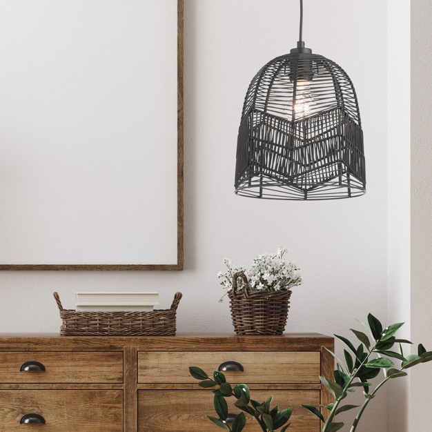 1 light Zola Pendant Rattan Black River Of Goods