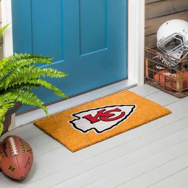 Evergreennflkansas City Chiefs Logo Natural Coir 28 X 16 Inches Indoor Outdoor Doormat