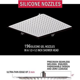 Aurora Decor Lotus 3-Spray Patterns 12 in. Square Ceiling Mount Full and Standard Rainfall Fixed Shower Head in Chrome AD-SH-F01082CH