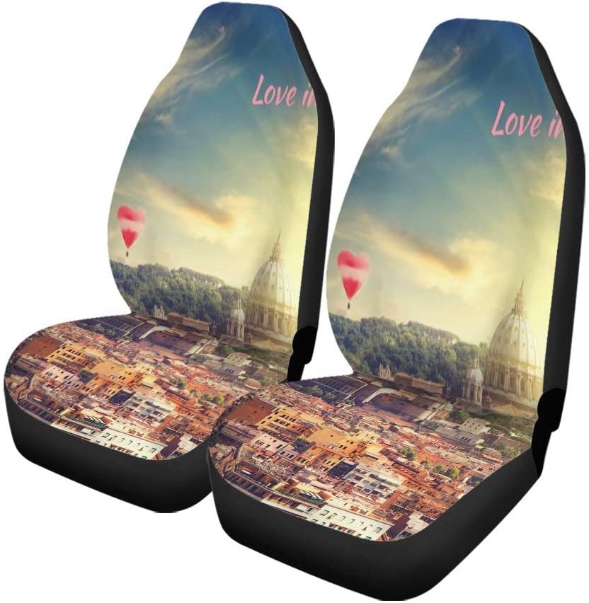 FMSHPON Set of 2 Car Seat Covers Valentine`S Day St Peter Cathedral in Rome at Universal Auto Front Seats Protector Fits for Car，SUV Sedan，Truck