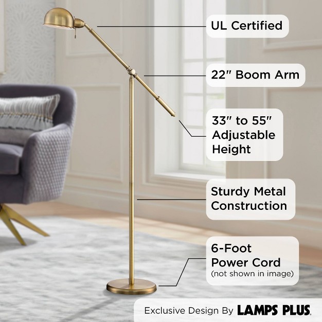 Tall Brass Metal Adjustable Boom Arm Dome Head For Living Room Reading Bedroom Office